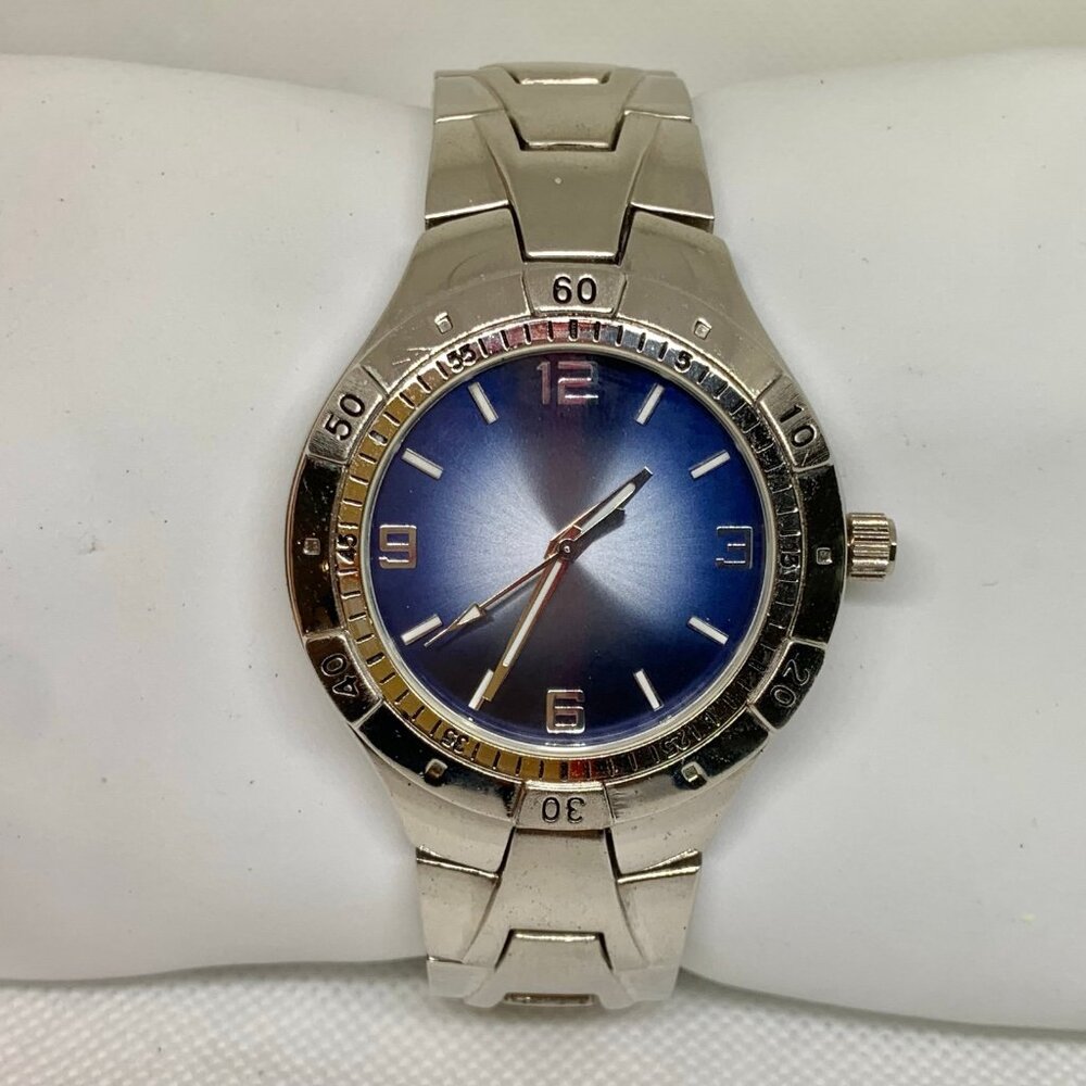 Allude men silver tone watch 40mm blue dial quartz analog up to 7.5” running